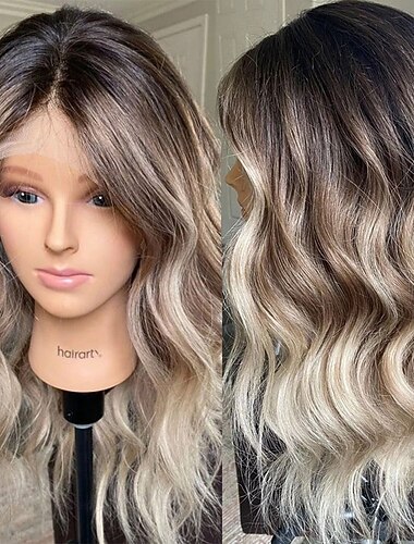  parrucche con chiusura in pizzo 5x5 senza colla per capelli umani remy brasiliani, biondo cenere con mèches, parrucca frontale in pizzo 13x4 ondulata pre-pizzicata per donne