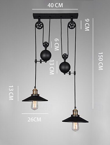  candelabru cu scripeți insulă de interior din fier cu pandantiv retro finisaj cu accent metalic plafon suspendat interior
