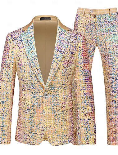  Schijf Jaren '80 Broeken Outfits Pakken en blazers Schijf Pailletten Effen Kleur Voor heren Carnavalskostuum Maskerade Prestatie Feest Club Volwassenen Jas Broeken