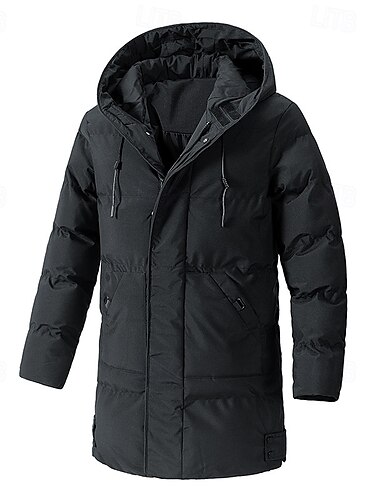  Herren Winterjacke puffer jacket Hoodie Jacke Tasche Polyester Fleece-Futter Freizeitskleidung Verabredung Urlaub Lang Modisch Brautkleider schlicht Komfortabel warm Herbst Winter Solide / einfarbig