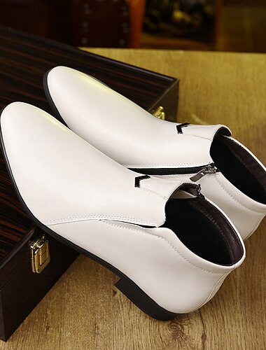  Herren-Stiefeletten aus Kunstleder mit seitlichem Reißverschluss – elegante, formelle Stiefel für das Büro und besondere Anlässe