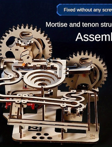  3D-Holzpuzzle - mechanische Trackbälle zum Selbermachen, pädagogisches Denkspiel für Erwachsene, Khaki