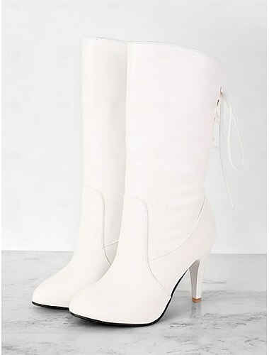 Schwarze Stiefel zum Schnüren und mit halbhohem Absatz für Damen – stylische Stiletto-Stiefel mit spitzer Spitze und seitlichem Schnürdetail für Herbst- und Winter-Outfits