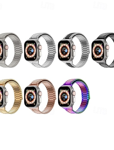  Solo-Loop Kompatibel mit Apple Watch Armband 38mm 40mm 41mm 42mm 44mm 45mm 49mm Magnetverschluss Metallverschluss Verstellbar Edelstahl Ersatzarmband für iwatch Ultra 2 Series 9 8 7 SE 6 5 4 3 2 1