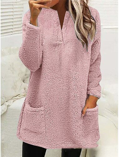  dámská mikina ležérní šerpa plain street dailywear crew kapsa na krku dlouhý rukáv růžová béžová šedá podzim zima