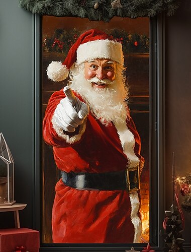  קישוטי דלת חג המולד כיסויי דלת סנטה קלאוס חג המולד דלת שלג שטיח דלת רקע קישוט וילון דלת פנים/חוץ באנר לדלת כניסה לבית חווה