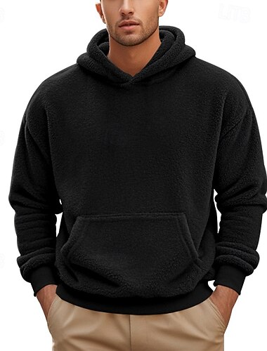  Per uomo Felpa con cappuccio Nero Blu marino Blu Marrone Cachi Con cappuccio Liscio Tasche Tasca frontale Sportivo Giornaliero Per eventi Poliestere Streetwear Informale Primavera & Autunno