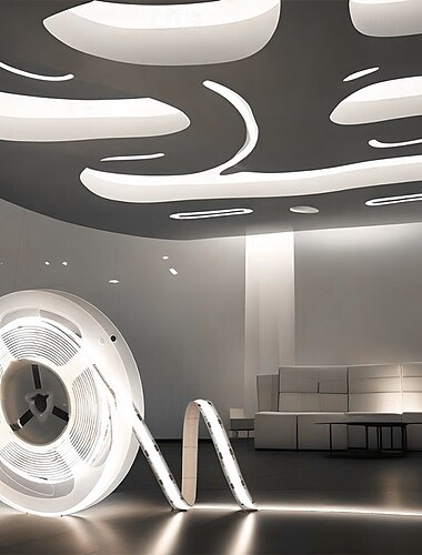  COB-LED-Lichtstreifen, 5 m, DC 12 V, 320 LEDs, 8 mm hochdichte lineare Beleuchtung, flexibles Band, Lichtband, Ra90 für warm-/naturweiße Inneneinrichtung