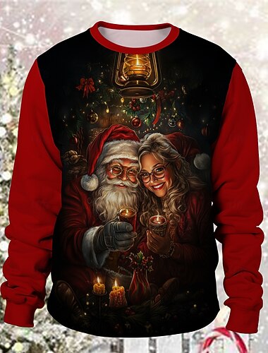  Jul julenissen Pullover Morsom julegenser 3D-utskrift 3D Jul Graphic Til Par Herre Dame Voksne Jul Karneval 3D-utskrift Fest Festival