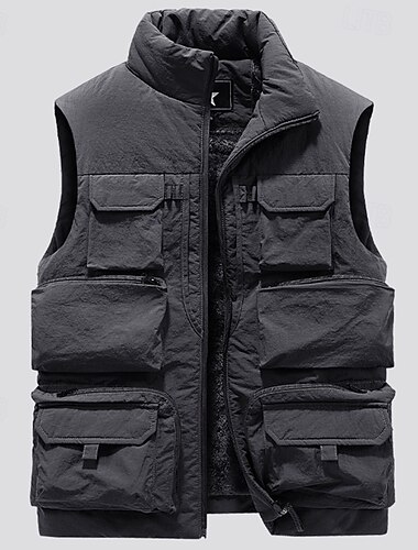  Per uomo Gilet in pile Gilet da esterno Gilet da pesca Giornaliero Appuntamento Da mare Di tendenza Informale Autunno inverno Tasche Poliestere Tenere al caldo Comodo Tinta unica Cerniera Colletto
