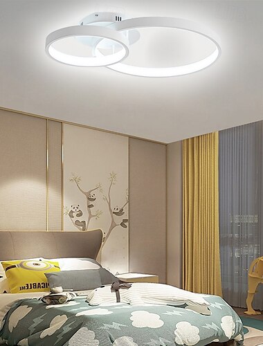  Moderne LED-Deckenleuchte mit 2 Ringen, Unterputzmontage, zeitgenössischer Kronleuchter, Deckenlampe, 3000/6000 K, 110–240 V