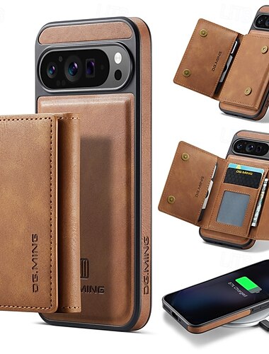  Handy Hülle Handyhüllen Für Pixel 9 Pro Pixel 9 Pro XL Pixel 8 Pro Pixel 8 Pixel 9 Rückseite mit Halterung Abnehmbar Magnetisch Retro TPU PU-Leder