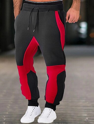  Homme Pantalon en molleton Joggings Pantalon Jogger Pantalon Poche Cordon Taille elastique Bloc de couleur Plein Confort Chaud Toute la longueur Sport extérieur Casual du quotidien Mode Vêtement de