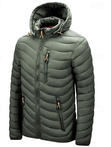  Herren Winterjacke puffer jacket Gepolstert Tasche Polyester Freizeitskleidung Verabredung Urlaub Standard Modisch Brautkleider schlicht Komfortabel warm Herbst Winter Solide / einfarbig Wein Schwarz