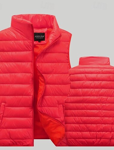  Herren Weste für Wanderer Gepolsterte Wanderweste Daunenweste Steppweste Ärmellos Weste Außen warm Atmungsaktiv Komfortabel Winter Tasche Polyester Rot Marinenblau Orange Jagd Angeln Klettern