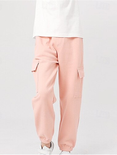  kinderkleidung Mädchen Hose Feste Farbe Strassenmode Tasche Schulanfang 4 Jahre + Frühling Schwarz Weiß Rosa