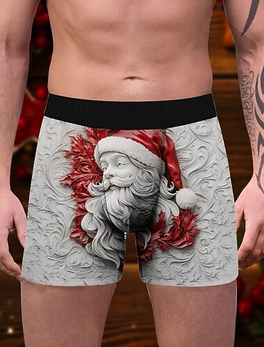  père Noël Pyjama de Noël Boxer Short Sous-Vêtements cadeau de Noël Homme Drôle Noël Motif Adultes Noël Nouvel An la veille de Noël Noël Soirée