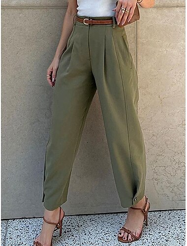  Damen Chinesisch Chino Modisch Strassenmode In voller Länge Hoher Taillenbund Glatt Tasche Bequem Weich Komfortabel Mikro-elastisch Outdoor Arbeit Schwarz Armeegrün Kaffee Frühling & Herbst Regular