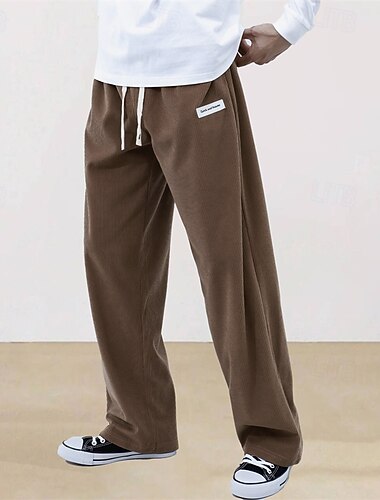  Муж. Спортивные брюки Штаны Вельветовые брюки Спортивные штаны прямого кроя Карман Эластичная талия Кулиска Полотняное плетение Комфорт Для спорта и активного отдыха Повседневные Мода На каждый день