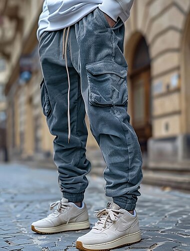  Pánské Kargo kalhoty Kordurové kalhoty Kalhoty Kalhoty pro volný čas Běžecké kalhoty Šňůrky Elastický pas Multi kapsa Bez vzoru Pohodlné Teplý Plná délka Venkovní Ležérní Denní Módní Šik ven Čern