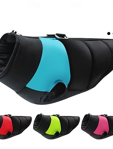  犬用 コート ジャケット パーカージャケット ハーネス付き 反射 ウォーム 耐水性 犬服 for Small 中量 ラージ