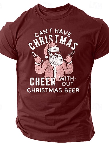  natale uomo divertente natale grafica t-shirt babbo natale lettera stampata nero vino rosso maglietta grafica 100% cotone sport classico manica corta comoda maglietta strada vacanza estate moda