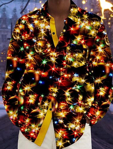  Jul Herre sparkly Glitrende Skjorte Strandskjorte Skjorte med knapper Langermet Hawaiisk Festkveldsklær Nyttårsskjorter Høst Vinter Vår sommer Skjorter med krage 3D-utskrift Svart Rød Blå Multi Color