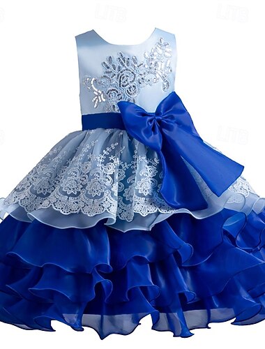  Bambino Da ragazza Abito da cosplay Vestito da festa Color Block Senza maniche Prestazioni Natale Retato Schiena scoperta Collage Bellissimo Dolce Poliestere Maxi Vestito da festa Vestito svasato