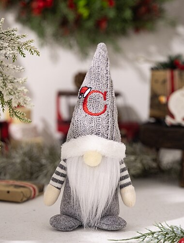  personlig julebrev nisse plysj dukkedekor, strikket lue nissefigur, rudolf santa dekor for feriejubel