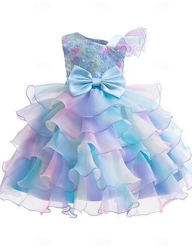  kinderkleidung Mädchen Party Kleid Blume Ärmellos Besondere Anlässe Elegant Prinzessin Polyester abendkleider Sommer Frühling 2-8 Jahre Mehrfarbig Champagner Rosa