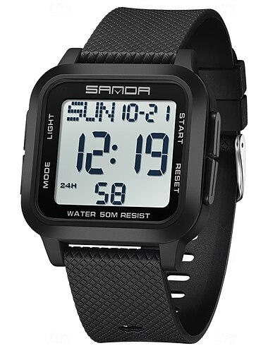  SANDA Männer Digitaluhr Sport Mode Casual Business Luminous Wecker Wasserdicht Dekoration TPU Uhr