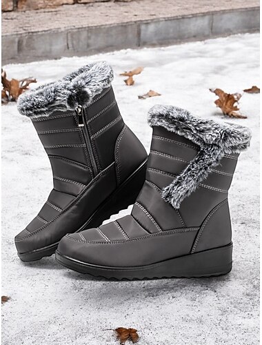  Marineblaue Winterstiefeletten für Damen mit Kunstfellfutter – wasserdichte, rutschfeste und warme Stiefeletten