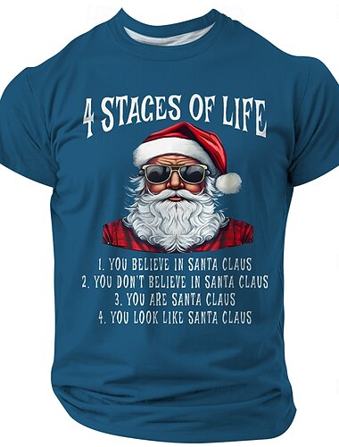  Jul Herre julenissen T skjorte Kortermet T skjorte 3D-utskrift Crew-hals Skjorte Fritid Gate stil Jul Sport & Utendørs Ferie Svart Hvit Rød Vår sommer Klær S M L XL XXL XXXL
