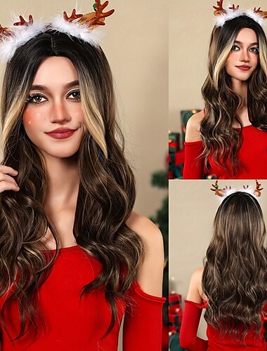  Long Curly Wigs With Bangs Women's Synthetic Wigs Christmas Dress Focus Of Party Holiday Must-have Perfect For Costume Parties