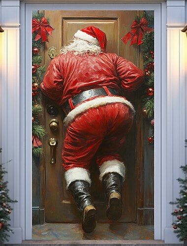  jule dørdekorasjoner dørdeksler julenissen juletre dør billedvev dør gardin dekorasjon bakgrunn innendørs/utendørs dør banner for inngangsdør gårdshus