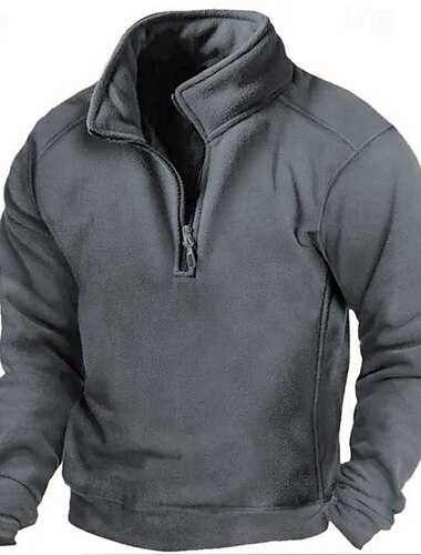  Herren Reißverschluss-Sweatshirt Polarvlies Taktisch Schwarz Armeegrün Braun Grau Troyer Halber Reißverschluss Glatt Sport & Natur Täglich Festtage Strassenmode Basic Brautkleider schlicht Frühling