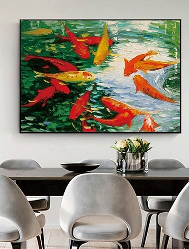  handgemaakte grote koi schilderij handgeschilderde wandkunst koi vis schilderij kleurrijke koi kunst koi schilderij wandkunst mes kunst schilderij huisdecoratie decor dieren schilderij goudvis