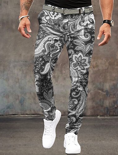  Herren Blumen Anzughosen Mittlere Taillenlinie Vintage Brautkleider schlicht Outdoor Heim Alltagskleidung Zip Tasche Sommer Frühling Herbst 3D-Druck Schwarz Gelb Rosa