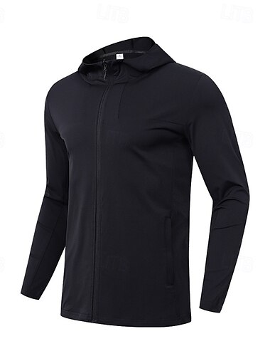  Herren Hoodie Jacke Zip Tasche Langarm Kapuzenshirt Casual Athlässigkeit Herbst Windundurchlässig Atmungsaktiv Fitnesstraining Laufen Gehen Sportbekleidung Sportkleidung Einfarbig Schwarz Weiß Khaki