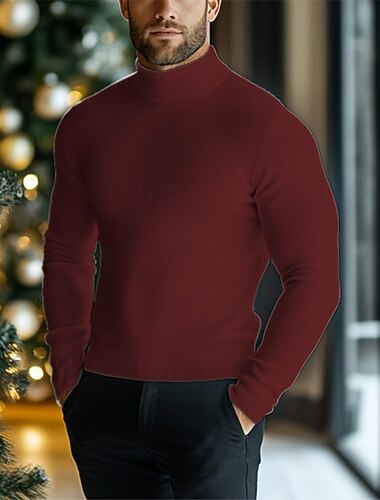  Homme Pull Pull en tricot A côtes Tricoter Normal Tricoté Plein Col Roulé Mode Décontractées Usage quotidien Rendez-vous Vêtement Tenue Automne hiver Noir Blanche S M L
