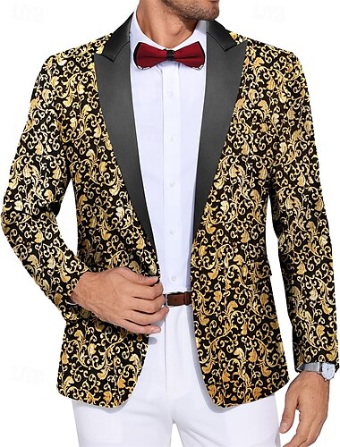  Retro Vintage Roaring 20s 1920s Tuxedo Suits & Blazers The Great Gatsby Gentleman Gangster Floral Jacquard Men's Carnival Costume Christmas Carnival New Year Masquerade Cocktail Party Theme Party