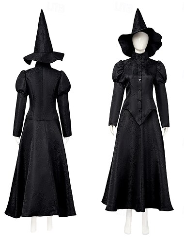  häxa Fe Elphaba Kläder Kostym Valborgsmässoafton Kostymer med film-tv-tema Film-cosplay for Dam Vuxna Halloween Karnival Mardi Gras Prestanda Fest Scen
