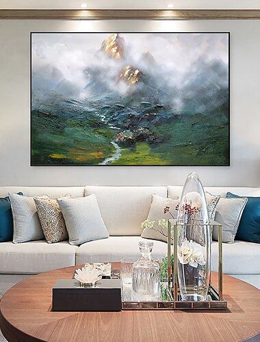 handgemachtes Ölgemälde auf Leinwand, Wandkunst, Dekoration, moderne abstrakte Textur, Berglandschaft für Wohnzimmer, Wohnkultur, gerolltes, rahmenloses, ungedehntes Gemälde