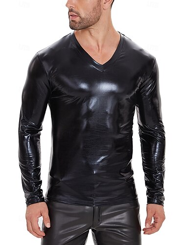  Zentai-Anzüge Ganzkörperanzug Sweatshirt Karnevalskostüm Herren Glänzend Metallisch V-Ausschnitt Kostüm für Leistung Club Pole Dance Halloween Karneval Erwachsene