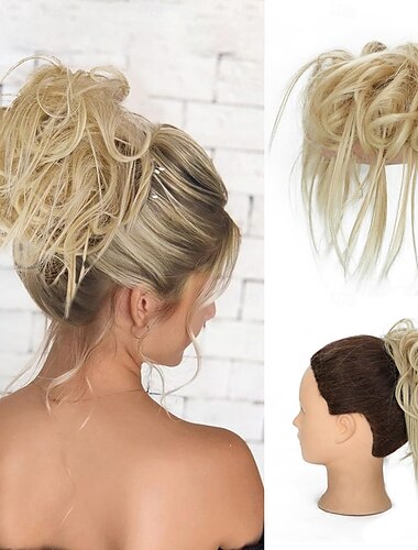  Moños Moño Recortar en Pelo sintético Pedazo de cabello La extensión del pelo Rizado Fiesta Diario Ropa Cotidiana Burdeos Marrón Rubio