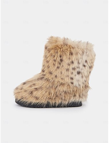  Botas de nieve con estampado de leopardo y piel sintética para mujer: botines de invierno cálidos y elegantes para exteriores para climas fríos