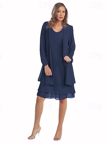  Chiffonkleid für Damen, Midikleid, plissiert, für Arbeit, Date, Urlaub, elegant, lässig, Rundhalsausschnitt, hellrosa, schwarz, burgunderfarben