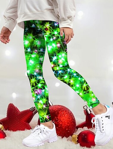  Mädchen 3D Graphic Weihnachtshose Hose Gamaschen Frühling Herbst Aktiv Basic kinderkleidung 4-12 Jahre Outdoor Casual Täglich Regular Fit
