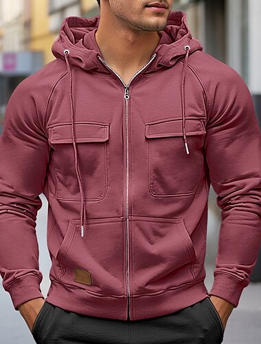  Pánské Kapuce Mikina s kapucí na zip Raglánová mikina s kapucí Taktická mikina s kapucí Černá Fialová Armádní zelená Rubínově červená Námořnická modř Kapuce Bez vzoru Taktická Sporty a outdoor Denní