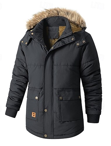  Herren Wintermantel puffer jacket Fleecejacke Gefütterte Jacke Tasche Polyester Urlaub Freizeitskleidung Verabredung Standard Modisch Brautkleider schlicht Komfortabel warm Herbst Winter Solide